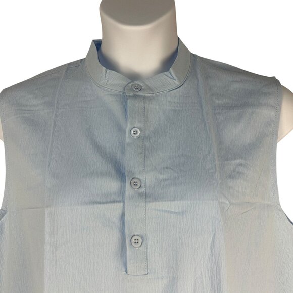 Hawalili Womens Sleeveless Light Blue Mandarin Collar Top XL Polyester Blend New - Picture 2 of 11